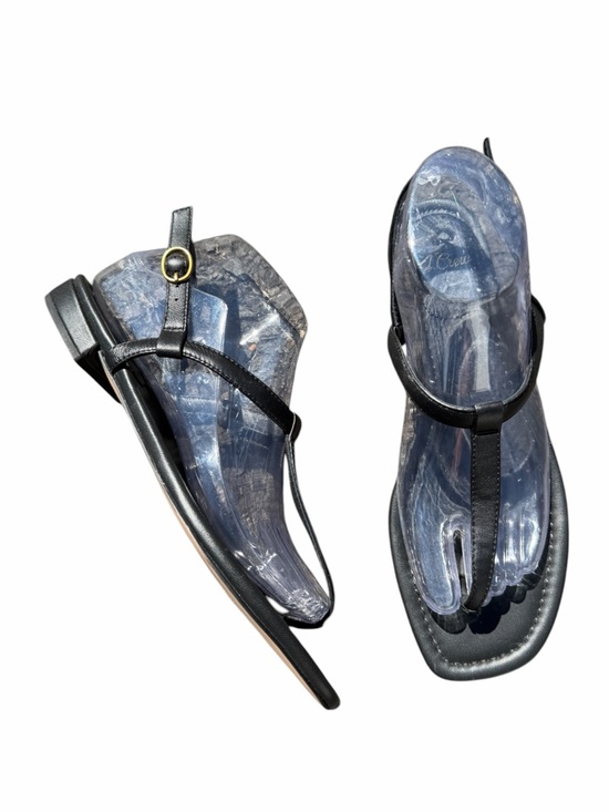 J. Crew Shoes - J. Crew Black T-Strap Leather Sandals with Gold Buckle